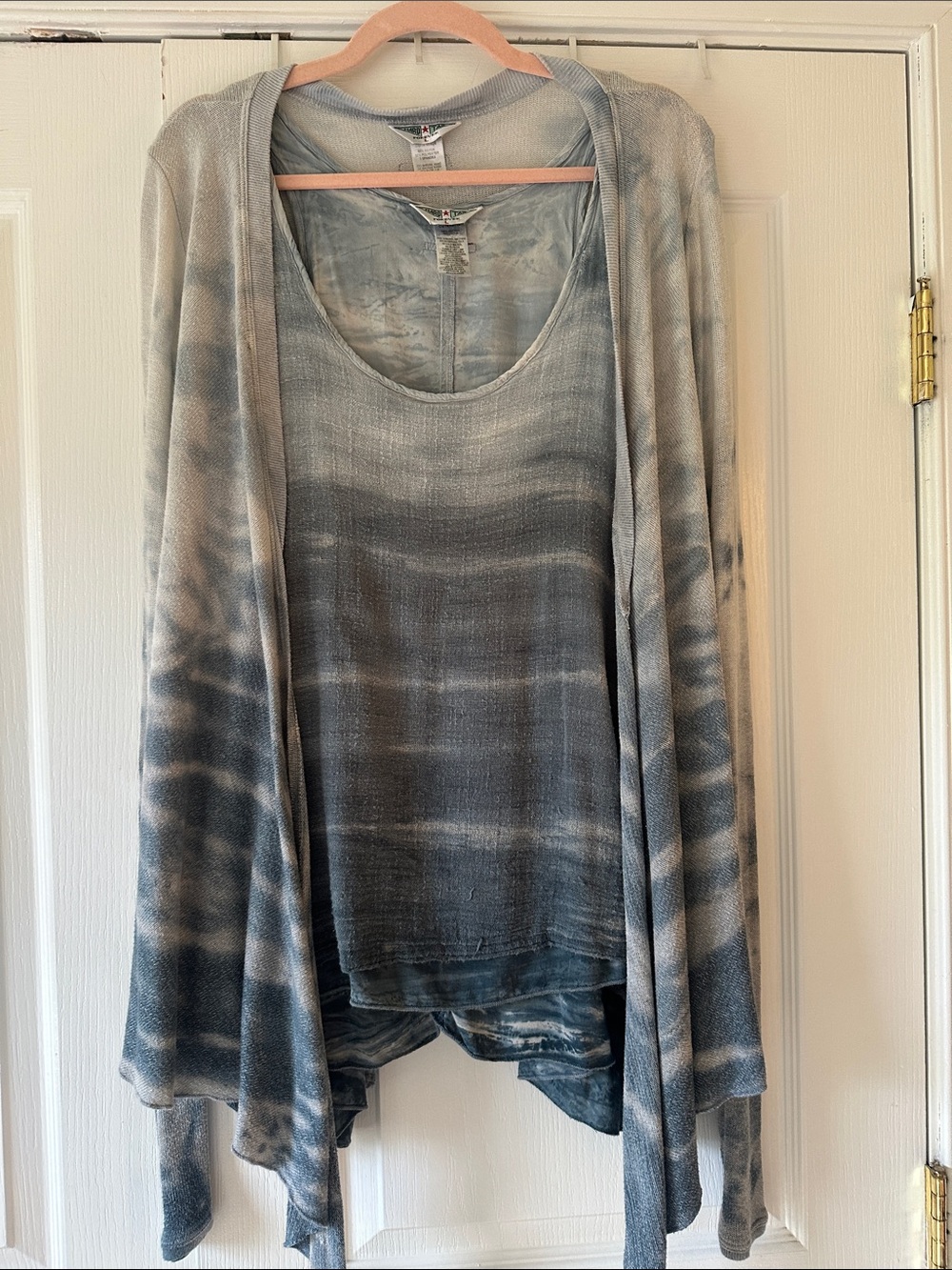 Hard Tail Slate Gray Tie-Dye Tank with Matching Open Cardigan